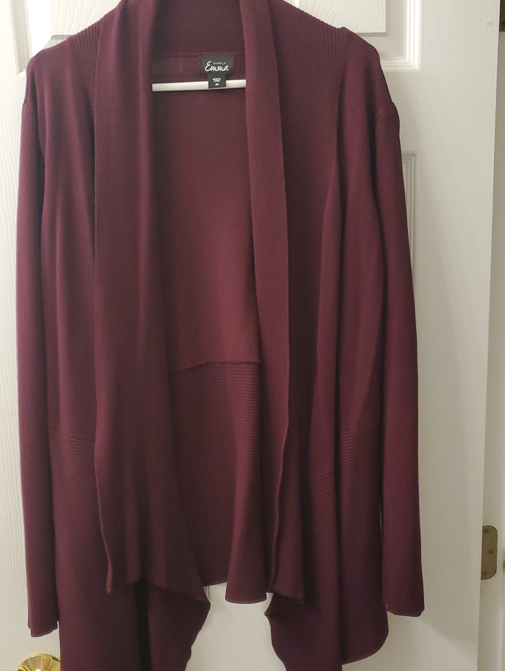 Simply Emma Open-Front Cardigan Sweater - Wine